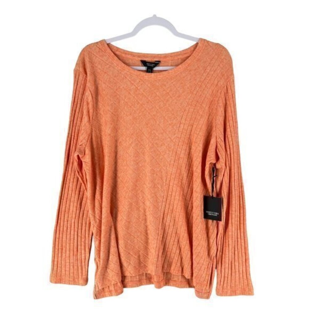 Simply‎ Vera Vera Wang Womens Sweater Size XXL Orange Ribbed Long Sleeve